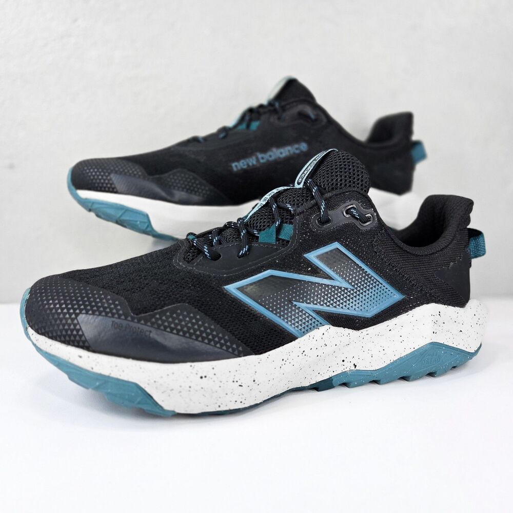 New Balance Nitrel v5 Black Blue Trail Running Shoes MNTR9D5 Sz 10.5